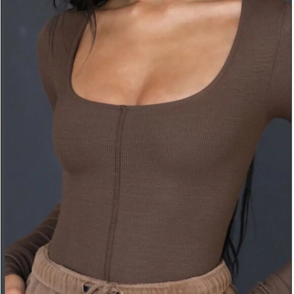 Joah Brown Tops - Joah Brown Classic Ribbed Scoop Long Sleeve